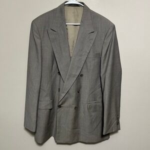 Haggar Clothing Co. Mens Blazer 44L‎ Gray Pure Wool Sports Coat Peak Jacket USA